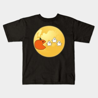 Funny Halloween Pumpkin Eating Ghost On The Moon For Men Women Kids Kids T-Shirt